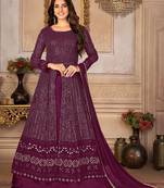 Pleasant Purple Faux Georgette Semi-Stitched Wedding Salwar Kameez