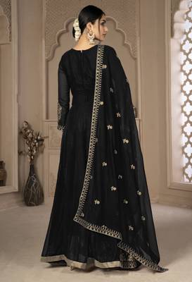 Likable Black Faux Georgette Semi-Stitched Party Wear Salwar Kameez 5