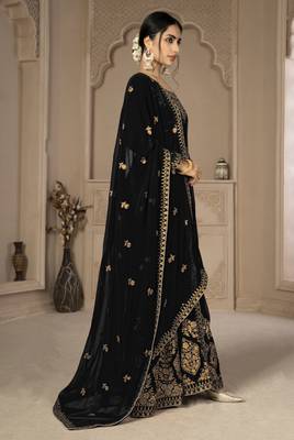 Likable Black Faux Georgette Semi-Stitched Party Wear Salwar Kameez 6