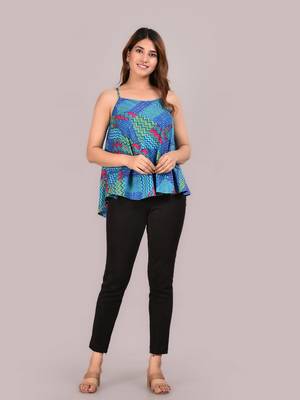  women's spaghetti strap layered ruffled flared tank top(multi) 4