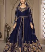 Endearing Blue Faux Georgette Semi-Stitched Ethnic Suits