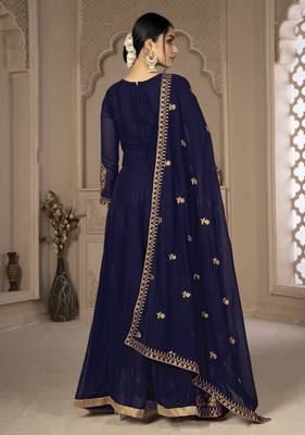 Endearing Blue Faux Georgette Semi-Stitched Ethnic Suits 5