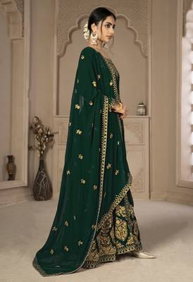  Green Faux Georgette Semi-Stitched Wedding Salwar Kameez 4