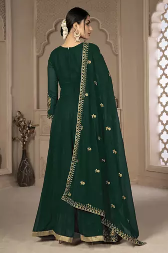  Green Faux Georgette Semi-Stitched Wedding Salwar Kameez