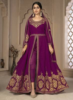 Adorable Purple Faux Georgette Semi-Stitched Bollywood Salwar Kameez Online 1