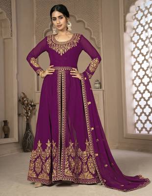 Adorable Purple Faux Georgette Semi-Stitched Bollywood Salwar Kameez Online 3