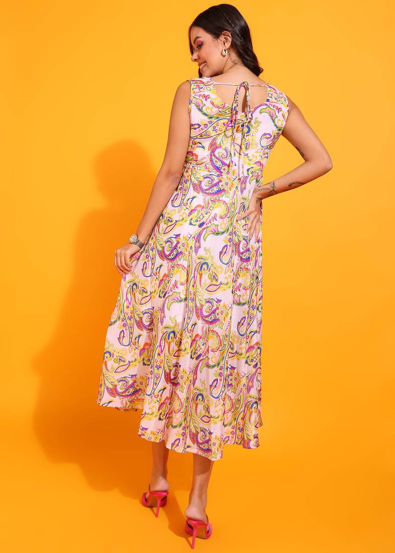 Yash gallery women's printed chiffon arabic neck  anarkali dress (multi)