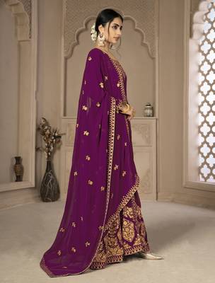 Adorable Purple Faux Georgette Semi-Stitched Bollywood Salwar Kameez Online 4