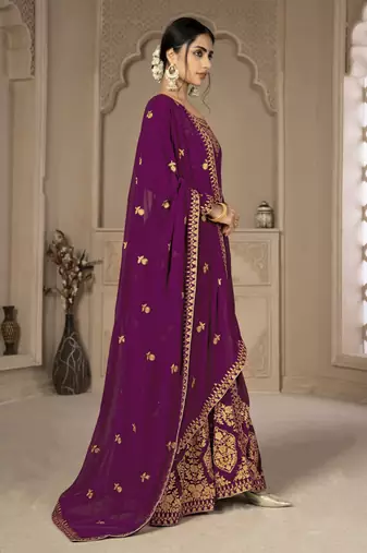 Adorable Purple Faux Georgette Semi-Stitched Bollywood Salwar Kameez Online