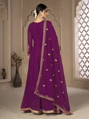 Adorable Purple Faux Georgette Semi-Stitched Bollywood Salwar Kameez Online 5
