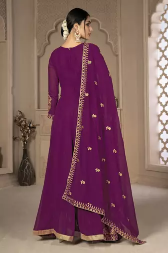 Adorable Purple Faux Georgette Semi-Stitched Bollywood Salwar Kameez Online