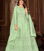 Good-Looking Green Net Semi-Stitched Ethnic Suits