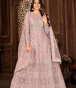 Purple Net Semi-Stitched Bollywood Salwar Kameez Online