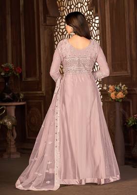 Purple Net Semi-Stitched Bollywood Salwar Kameez Online 5