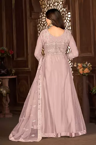 Purple Net Semi-Stitched Bollywood Salwar Kameez Online