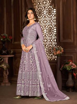 Desirable Purple Net Semi-Stitched Festive Salwar Suits 3