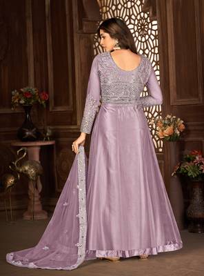 Desirable Purple Net Semi-Stitched Festive Salwar Suits 5