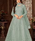 Grey Net Semi-Stitched Ethnic Suits