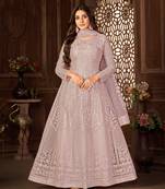 Heavenly Purple Net Semi-Stitched Festive Salwar Suits