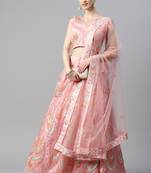 White Colored Morpankh Designered Net Thread Embroidered Designer Indian Lehenga Dress For Wedding