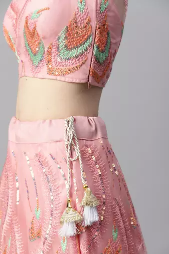 White Colored Morpankh Designered Net Thread Embroidered Designer Indian Lehenga Dress For Wedding