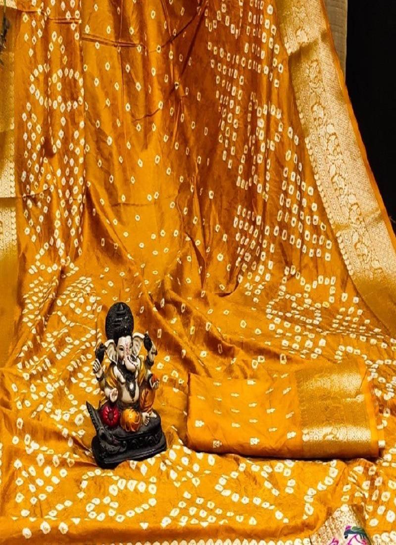 Handmade Dola Silk Bandhej Paithani Saree