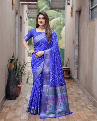 Handmade Dola Silk Bandhej Paithani Saree 1