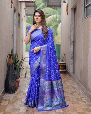 Handmade Dola Silk Bandhej Paithani Saree 2