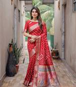 Handmade Dola Silk Bandhej Paithani Saree