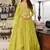 Parrot green georgette embroidered anarkali suit