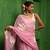 Huts and looms pink handloom cotton saree, featuring exquisite hand-painted floral designs throughout the saree.