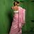 Huts and looms pink handloom cotton saree, featuring exquisite hand-painted floral designs throughout the saree.