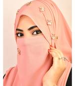 Baby Pink Rhinestone Embellished Georgette Hijab