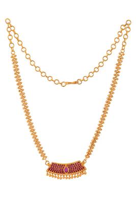 Gold Traditional Bridal Gemstone Ruby Necklaces 3