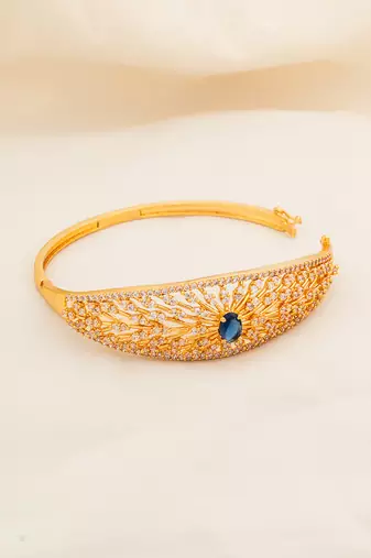 Golden diamond and blue stone bangles-and-bracelets one gram gold