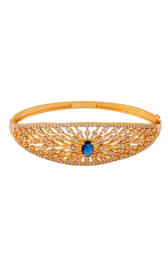 Golden diamond and blue stone bangles-and-bracelets one gram gold
