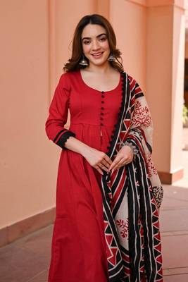 Red Elegance Anarkali Set 2