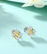 Cauer 925 sterling silver gold plated round cz studded stud earrings