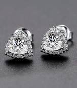 Cauer 925 sterling silver rhodium plated trillion cut diamond stud earrings