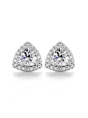 Cauer 925 sterling silver rhodium plated trillion cut diamond stud earrings 2