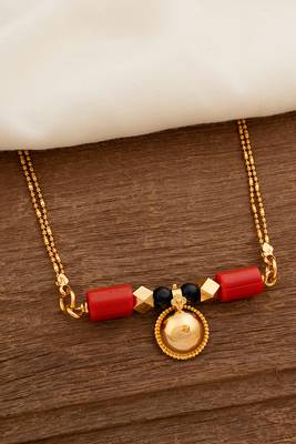 Golden 2 line MEDIUM length mangalsutra with single vati pendant one gram gold 1