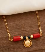 Golden 2 line MEDIUM length mangalsutra with single vati pendant one gram gold