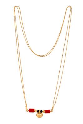 Golden 2 line MEDIUM length mangalsutra with single vati pendant one gram gold 3