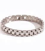 Rhodium plated waterproof  wide-link bracelet