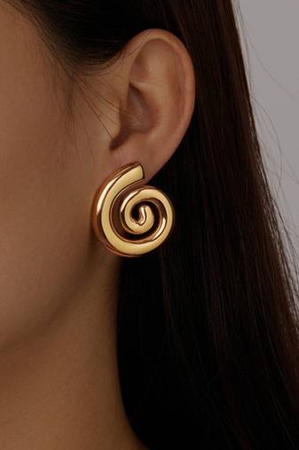 18k gold plated waterproof spiral stud earrings