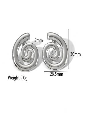 Rhodium plated waterproof spiral stud earrings 4