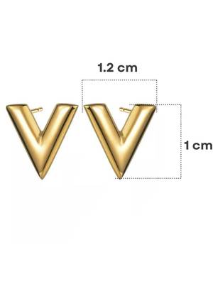 18k gold plated, waterproof v-shape earrings studs 3