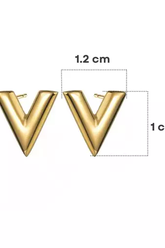 18k gold plated, waterproof v-shape earrings studs