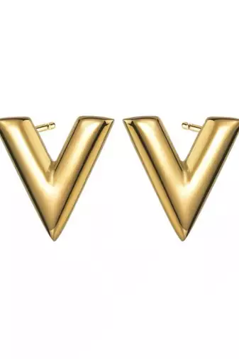 18k gold plated, waterproof v-shape earrings studs