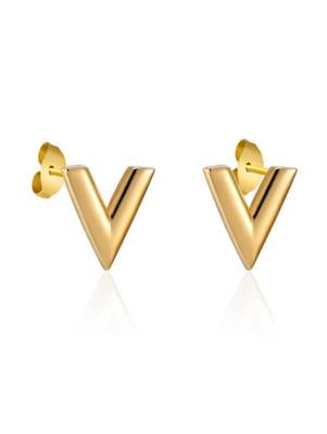 18k gold plated, waterproof v-shape earrings studs 5
